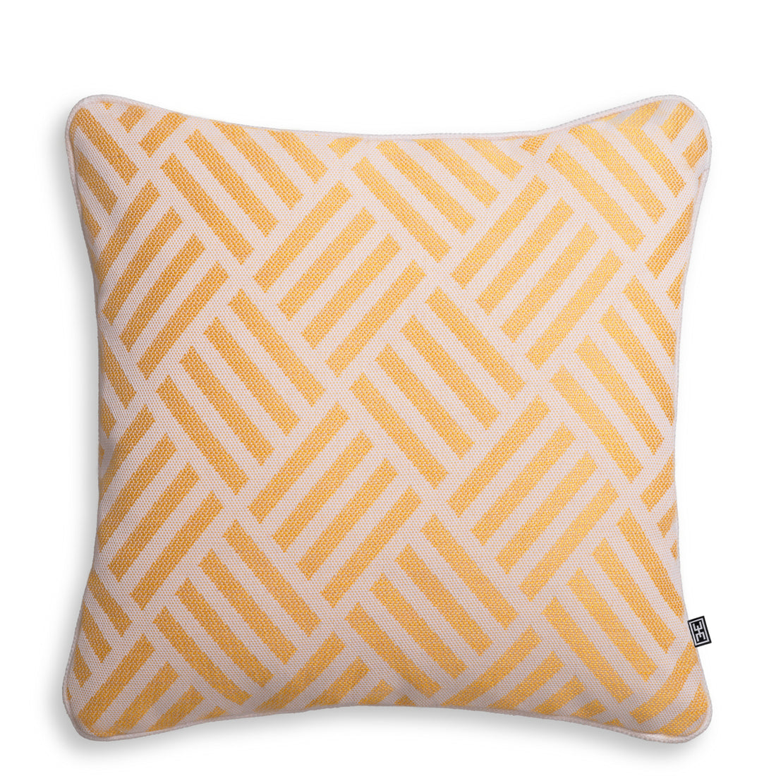 Cushion Sonel S yellow with white piping