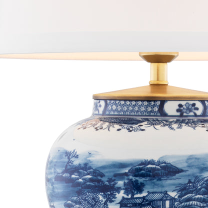 Lámpara de mesa azul chino