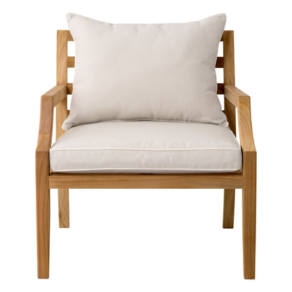 Outdoor Chair Hera natural teak flores off-white