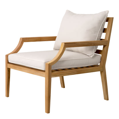 Outdoor Chair Hera natural teak flores off-white