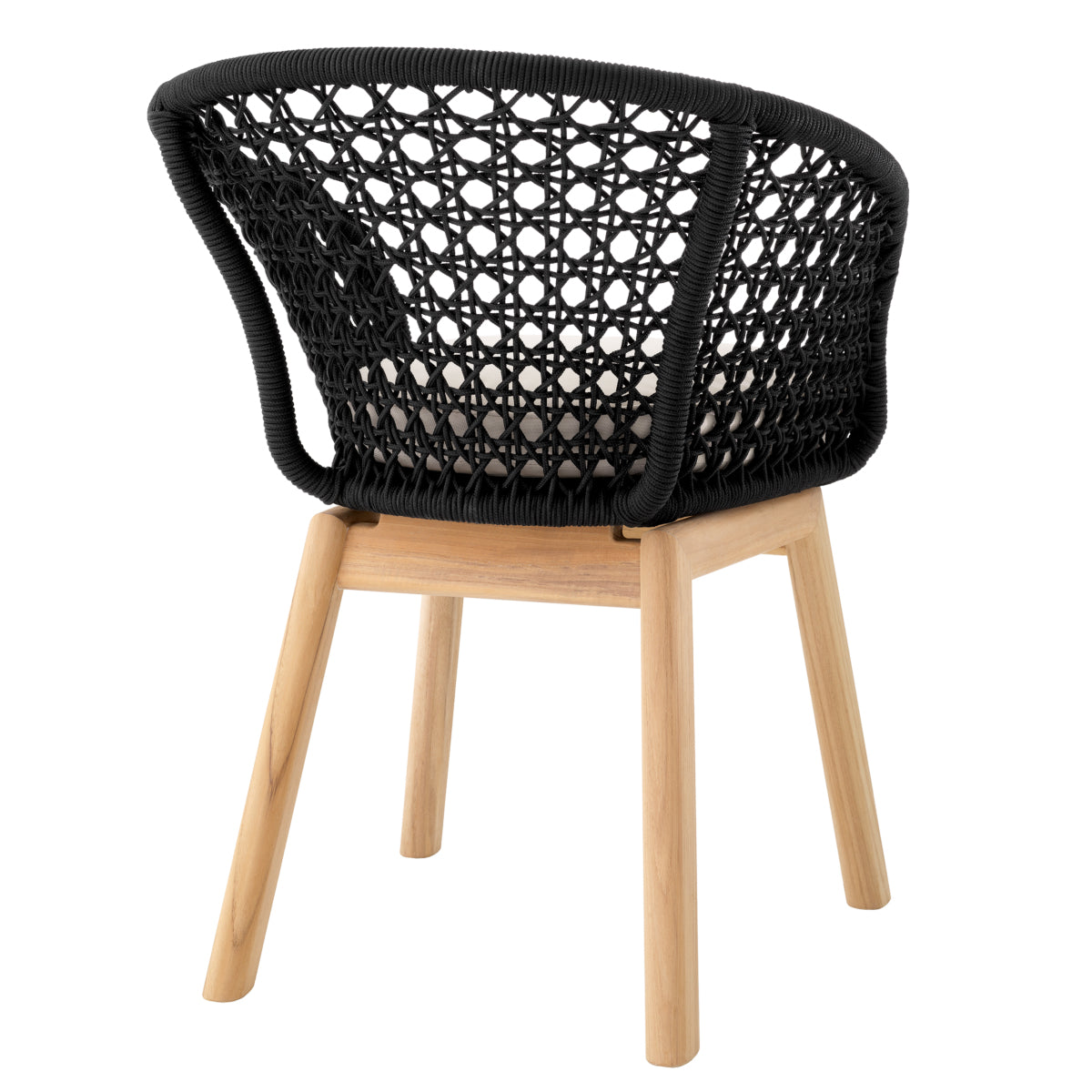 Outdoor Dining Chair Trinity black weave flores off-white